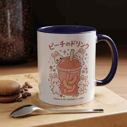 Peach Drink Bunny Mug — Cute Kawaii Coffee Tea Cup (11/15oz)