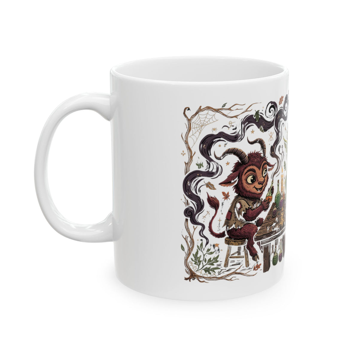 Fantasy Potion Brewing Mug — Cute Goblin & Bat Witchcraft Coffee Cup (11oz/15oz)