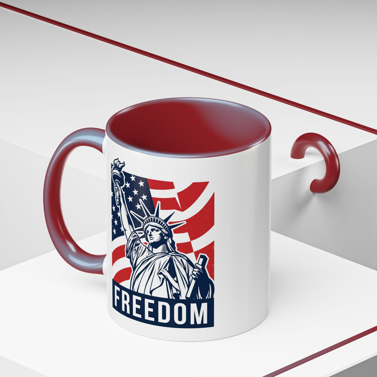Freedom Statue Accent Coffee Mug — Patriotic Liberty 11/15oz