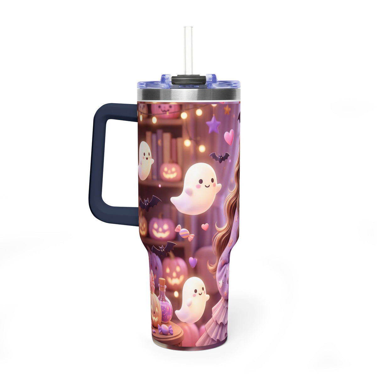 40oz Halloween Girl Ghosts Vacuum Thermal Tumbler