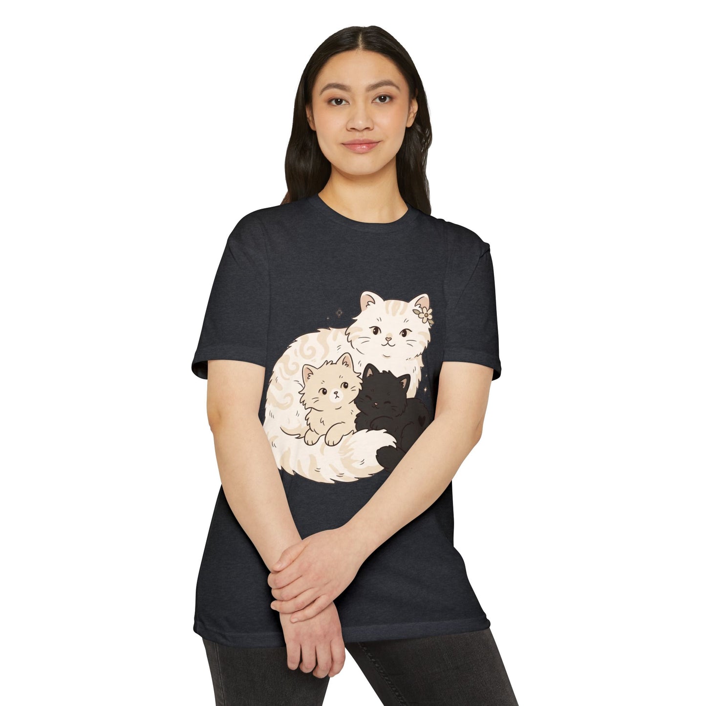 Cat Family Graphic Tee — Cute Mama Cat with Kittens T-Shirt