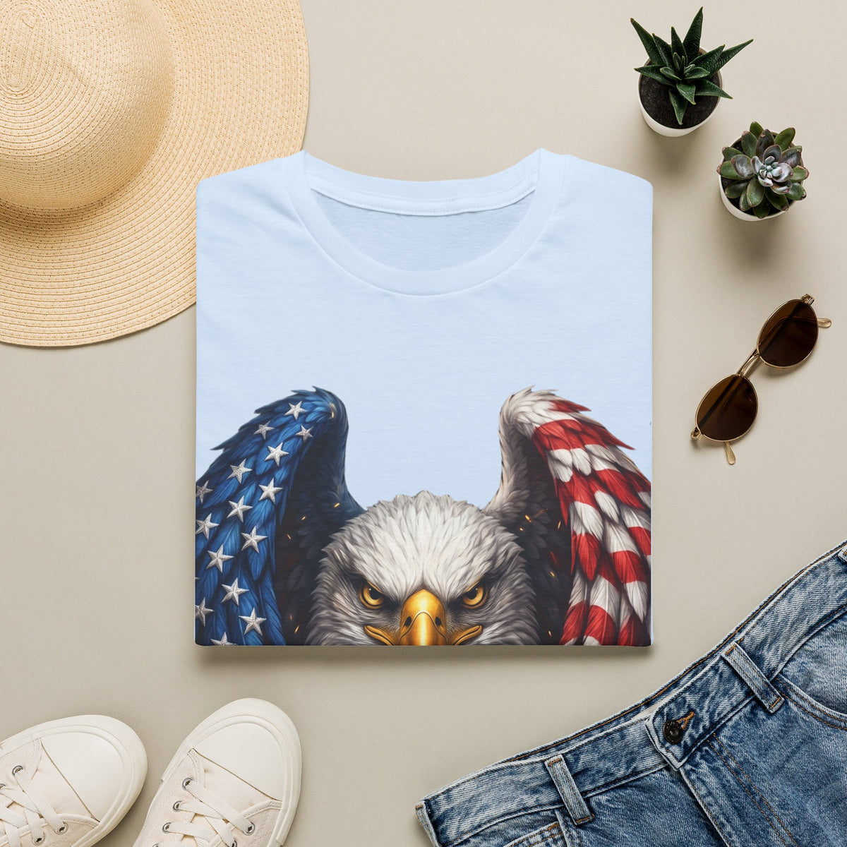 Patriotic Eagle T-Shirt — American Flag Wings Graphic