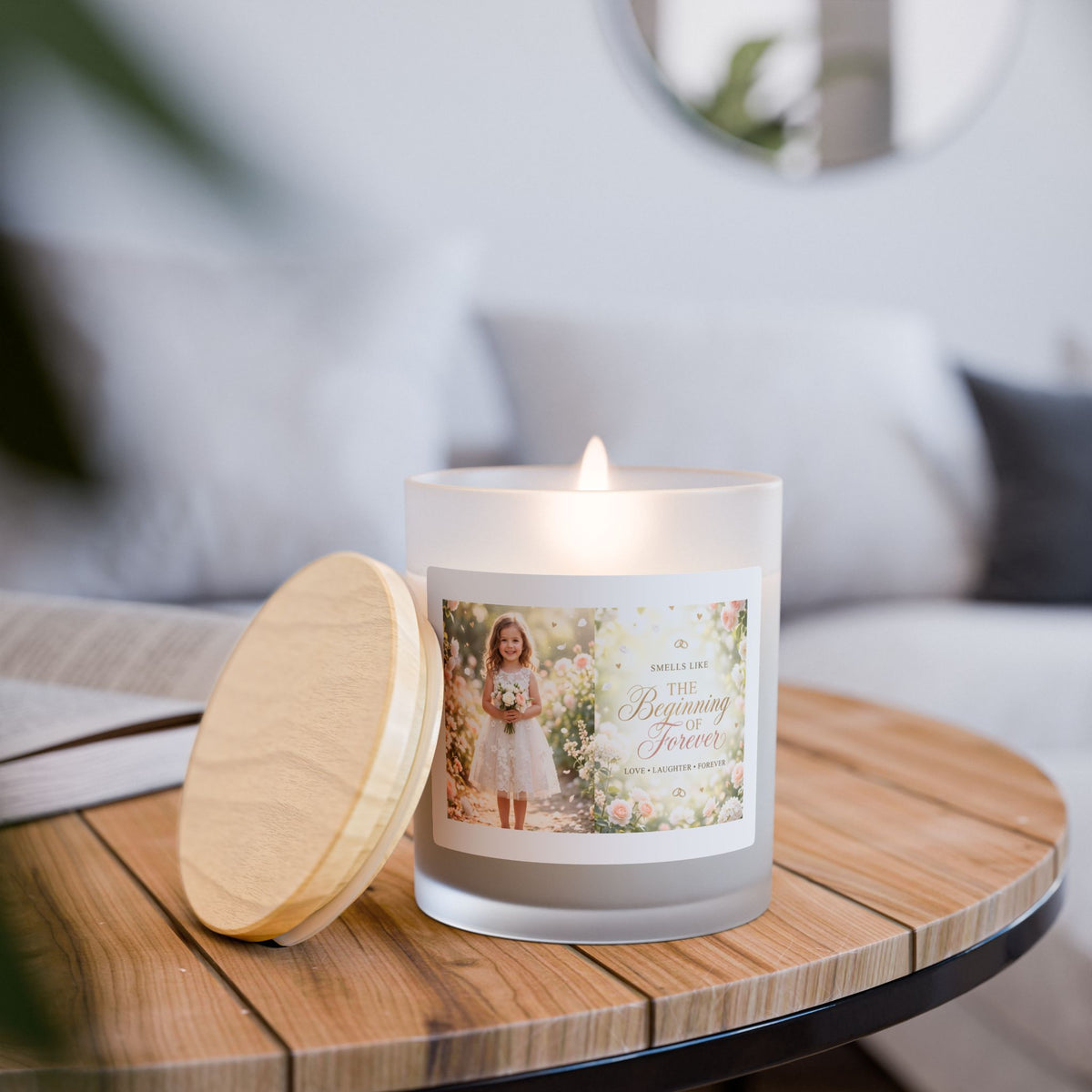 Frosted Glass Candle — 'The Beginning of Forever' Floral Scented 11oz