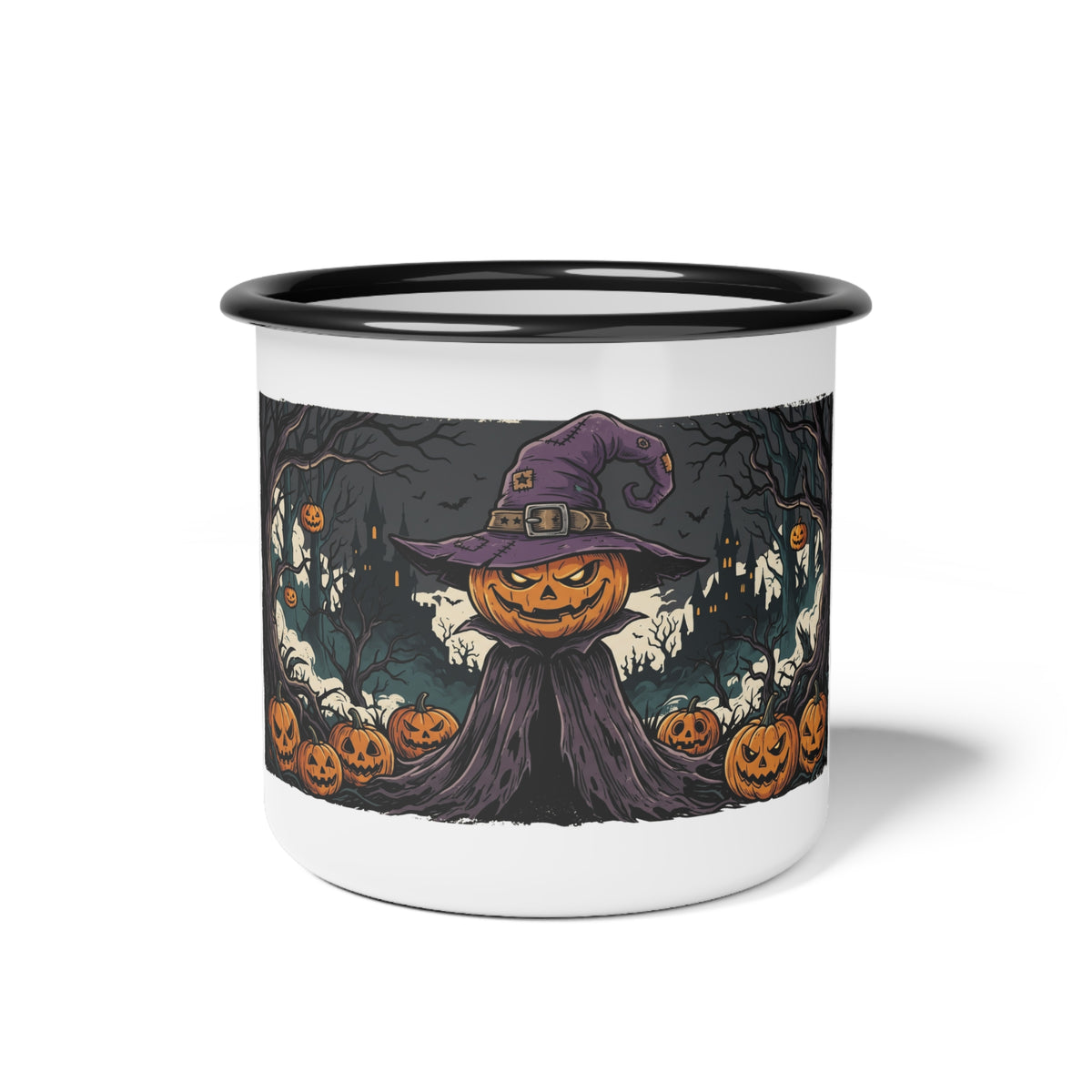 Halloween Pumpkin Witch Enamel Camp Cup