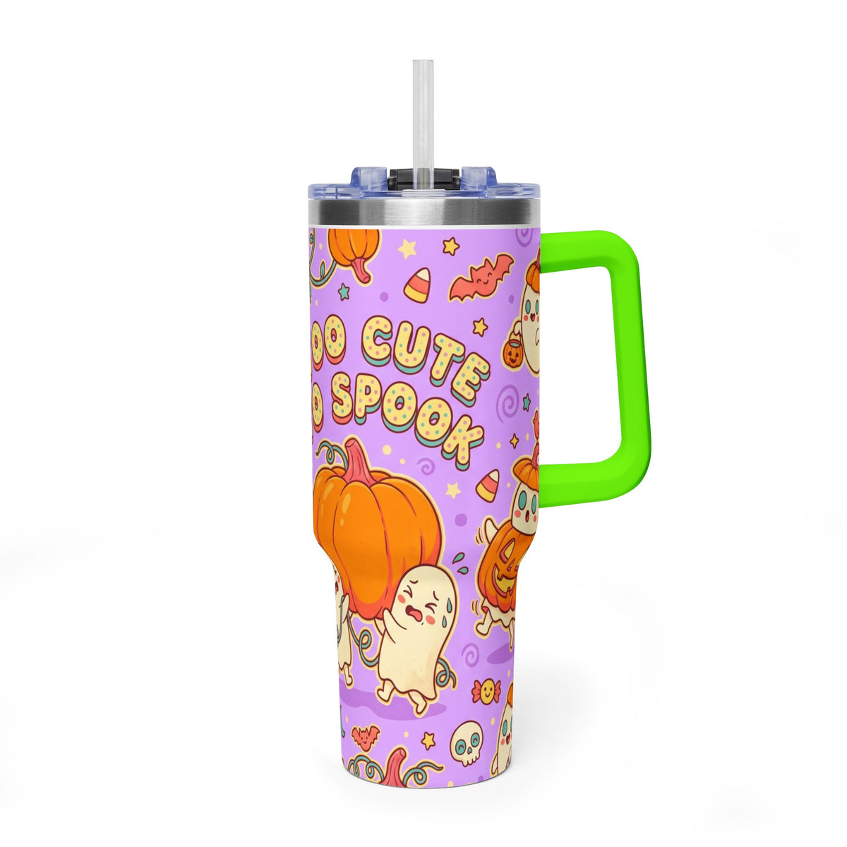Too Cute to Spook Halloween Pumpkin Ghost 40oz Tumbler