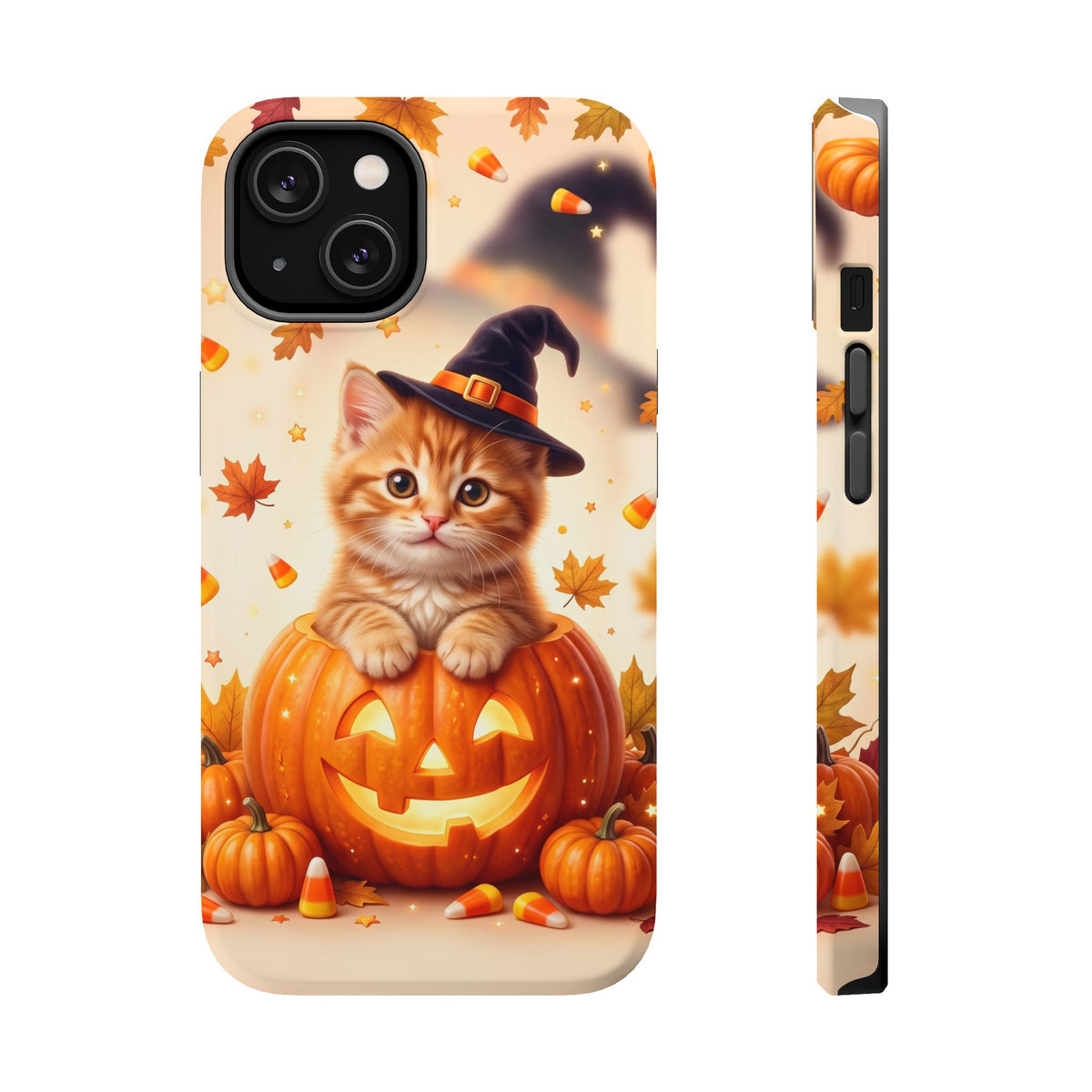 Halloween Kitten Pumpkin Phone Case — Magnetic Impact-Resistant
