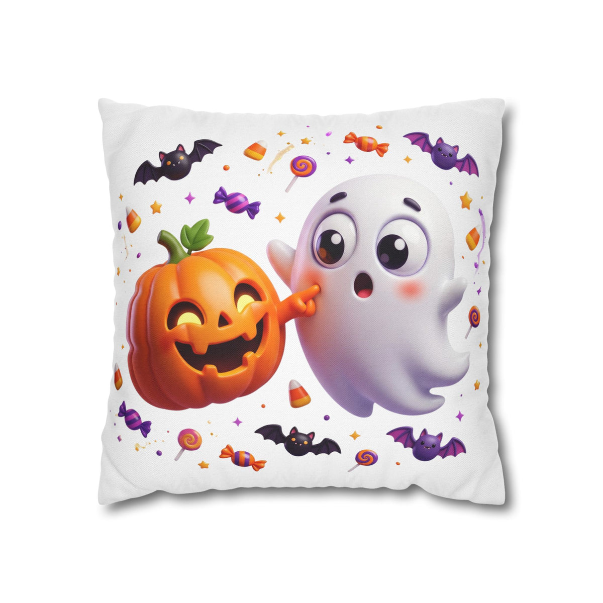 Halloween Ghost & Pumpkin Throw Pillowcase - Cute Spooky Decor