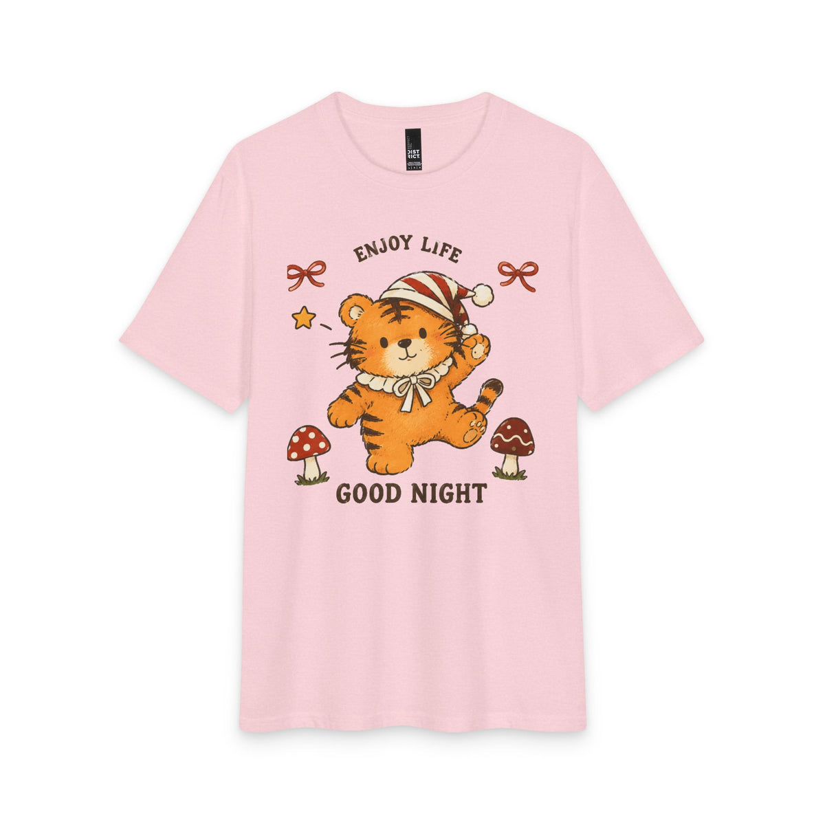 Cute Sleepy Tiger Tee – "Enjoy Life, Good Night" Graphic T-Shirt