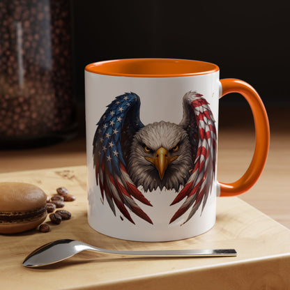 American Flag Eagle Coffee Mug – Patriotic Bald Eagle Accent Mug (11/15 oz)