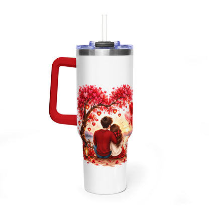40oz Love-Themed Thermal Tumbler with Handle