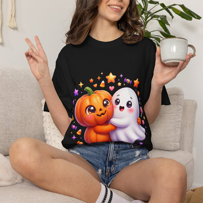Halloween Pumpkin & Ghost T-Shirt — Cute Spooky Friends Graphic Tee