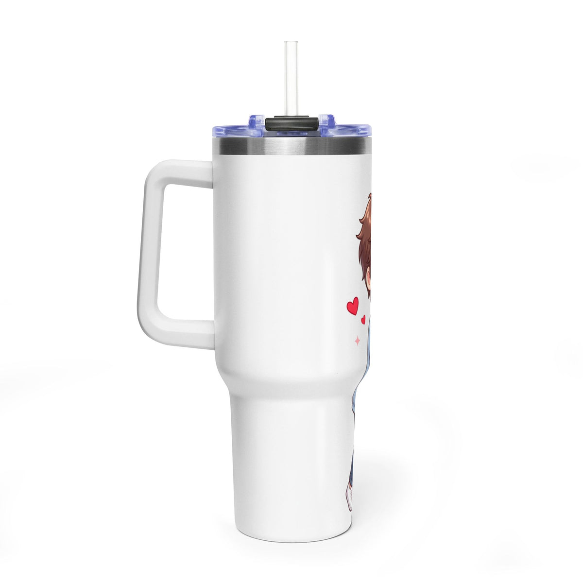 Cute Anime Boy Love Hearts 40oz Travel Tumbler