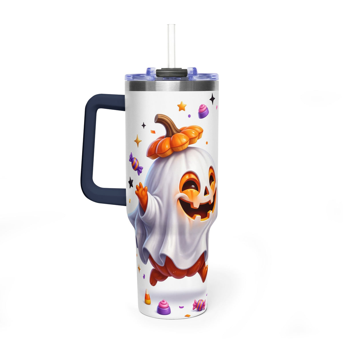 40oz Halloween Ghost and Black Cat Vacuum Thermal Tumbler