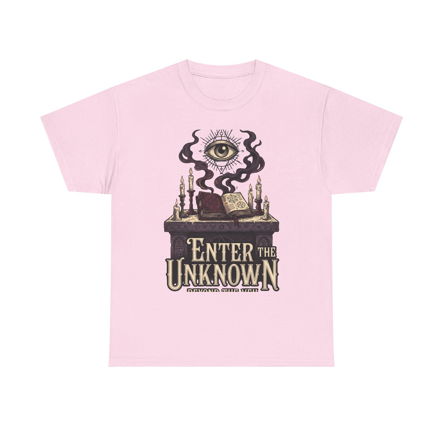 Occult Graphic Tee — "Enter the Unknown" Mystic Eye & Spellbook T-Shirt