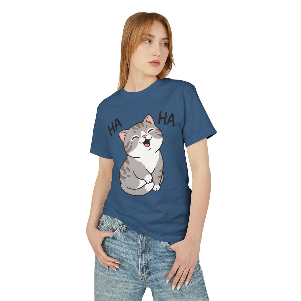 Laughing Cat T‑Shirt – Cute ‘HA HA’ Kitten Graphic Tee