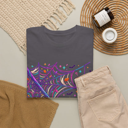 Pumpkin Spider Web Halloween T‑Shirt — Cute Spooky Pumpkin Cartoon Tee
