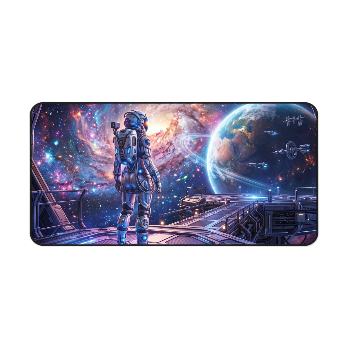 Space Explorer Desk Mat — Astronaut Galaxy Mouse Pad