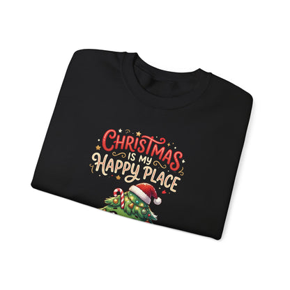 Christmas Happy Place Crewneck Sweatshirt — Cute Kawaii Tree & Gifts Holiday Sweatshirt