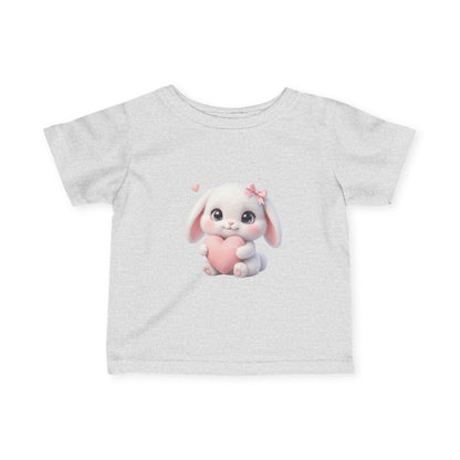 Infant Tee — Cute Bunny Holding Heart Baby Shirt (Easter, Newborn Gift)