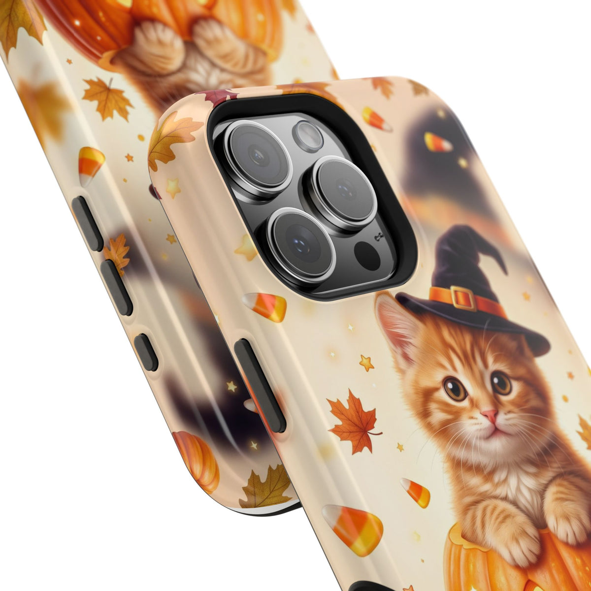 Halloween Kitten Pumpkin Phone Case — Magnetic Impact-Resistant