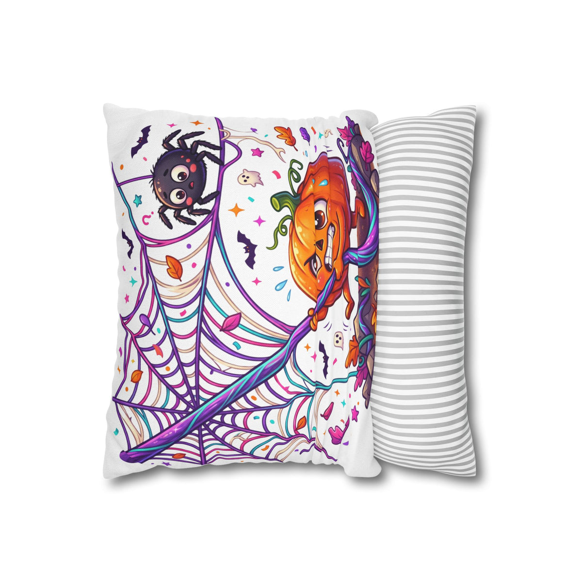 Halloween Pumpkin & Spider Decorative Pillowcase — Cute Spooky Fall Accent