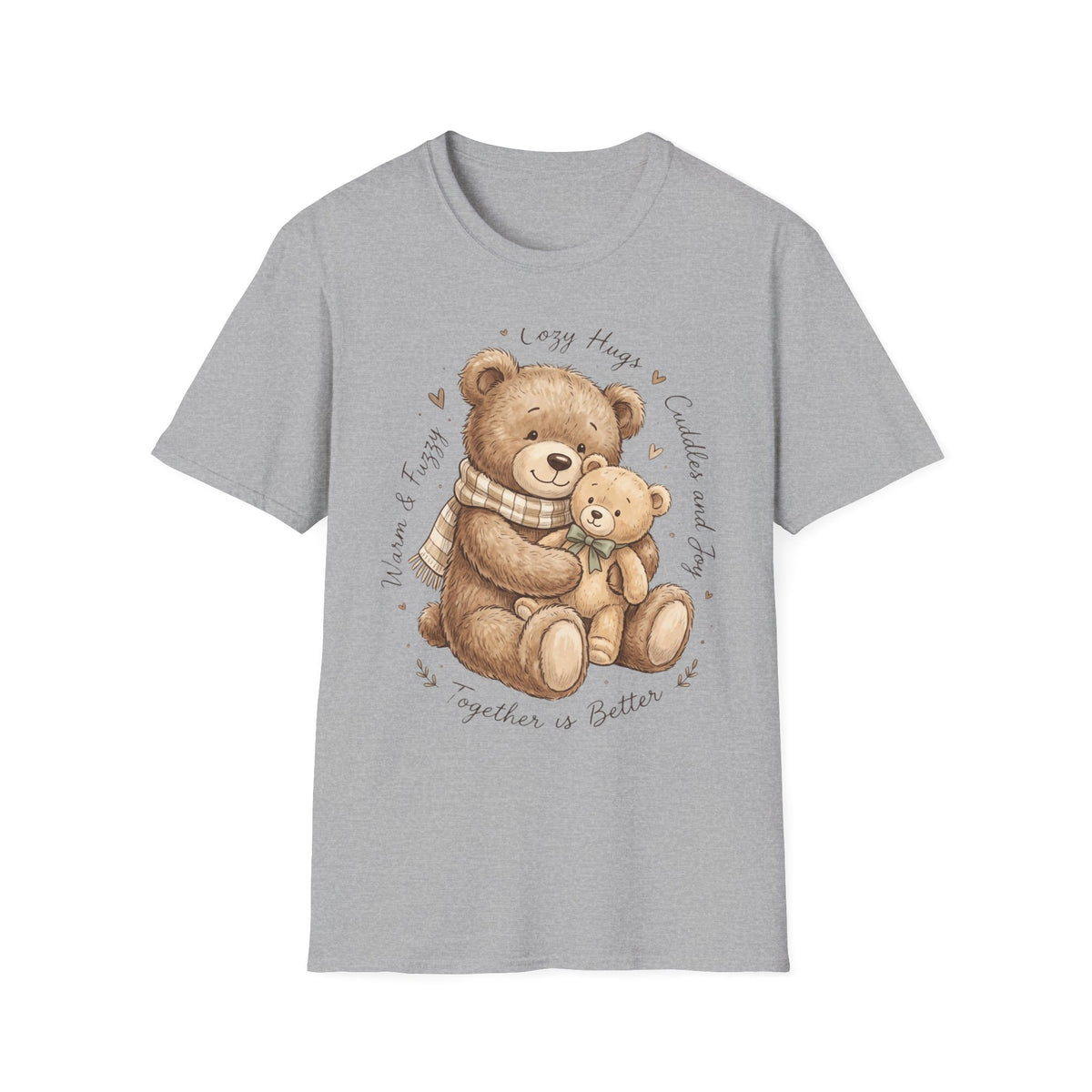 Cozy Hugs Teddy Bears T-Shirt — Cute Mom & Baby Bear Illustration
