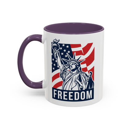 Freedom Statue Accent Coffee Mug — Patriotic Liberty 11/15oz