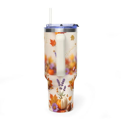 40oz Halloween Cat Vacuum Tumbler with Pumpkin
