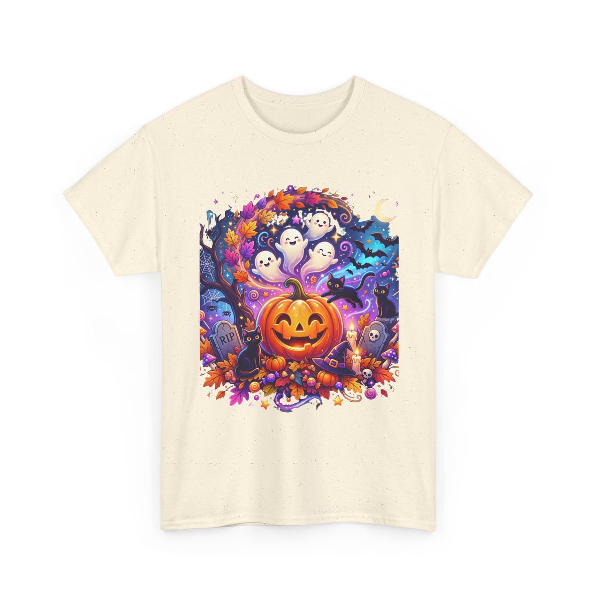 Halloween Pumpkin & Ghosts T-Shirt — Cute Spooky Jack-O'-Lantern Tee