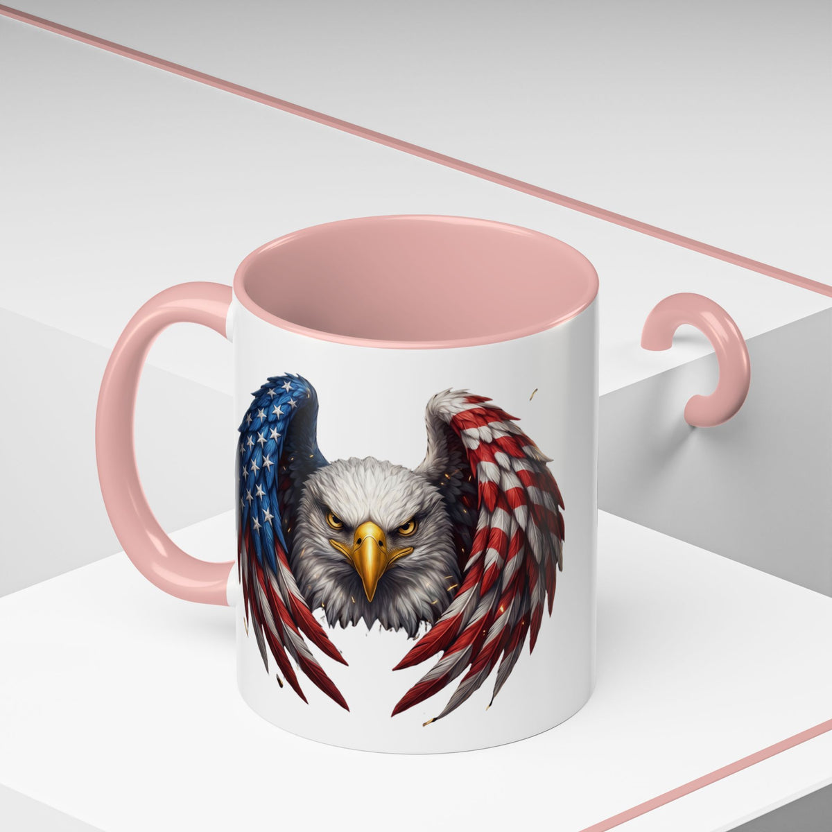 American Flag Eagle Coffee Mug – Patriotic Bald Eagle Accent Mug (11/15 oz)