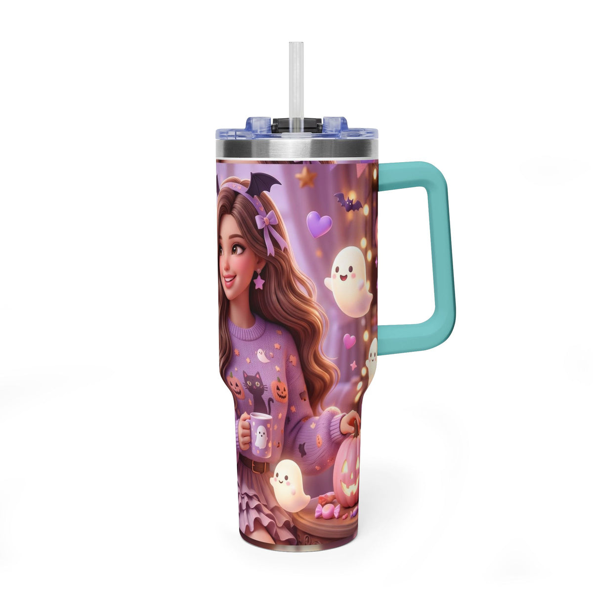 40oz Halloween Girl Ghosts Vacuum Thermal Tumbler