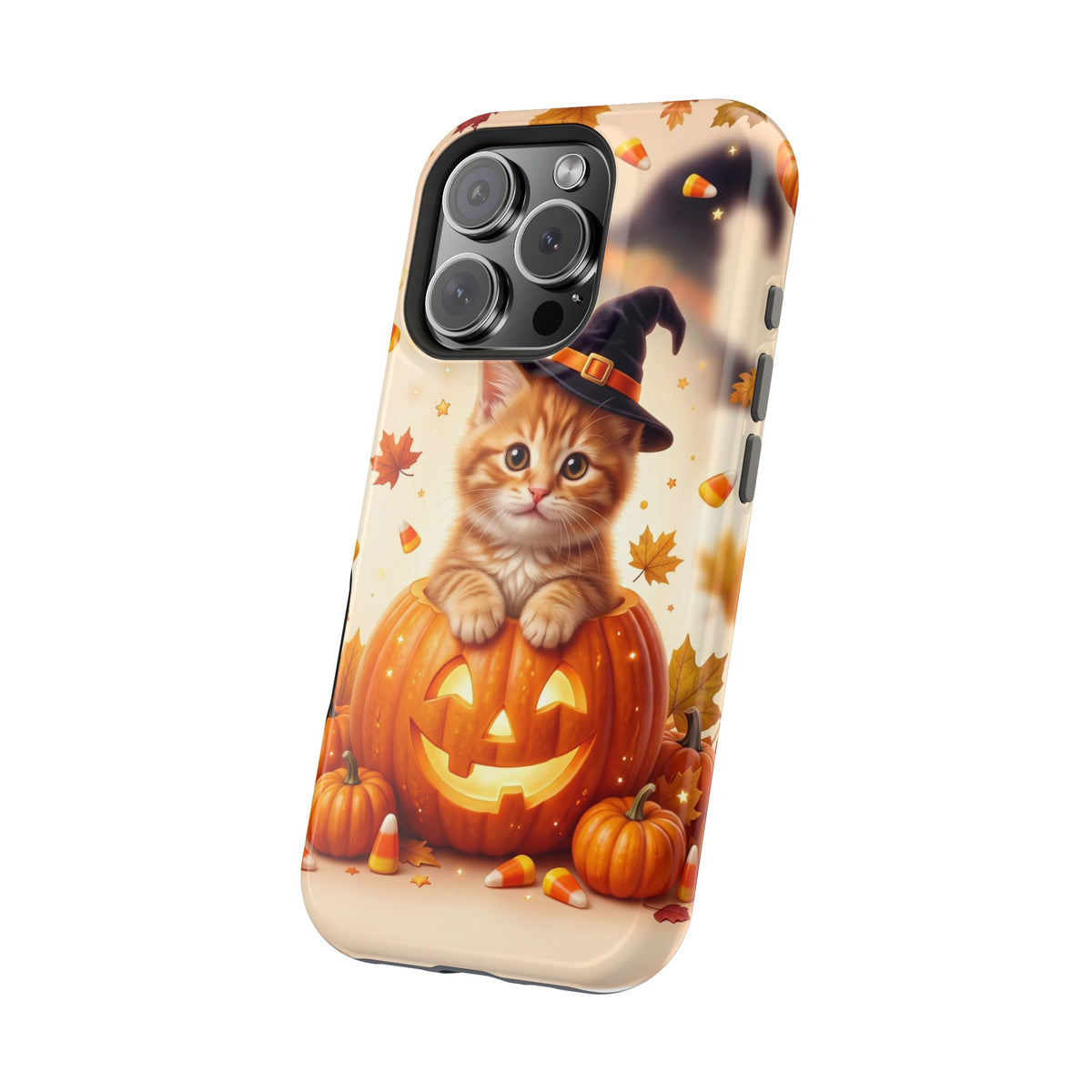 Halloween Kitten Pumpkin Phone Case — Magnetic Impact-Resistant