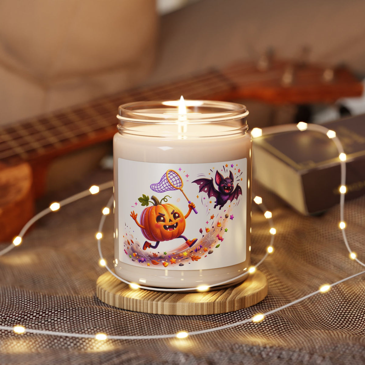 Halloween Pumpkin & Bat Scented Soy Candle — 9oz Fall Fragrance