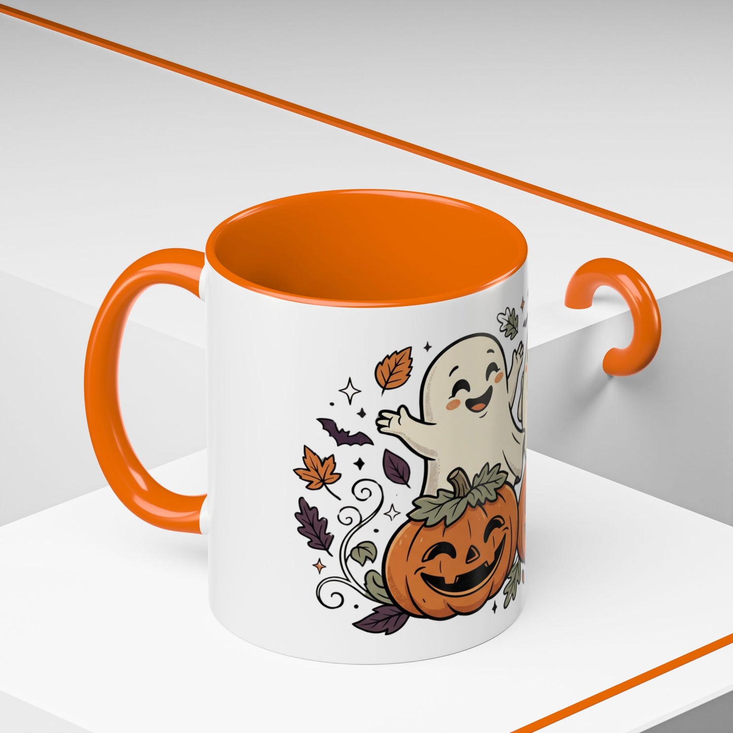 Halloween Ghosts & Pumpkins Coffee Mug — Cute Spooky Accent Mug (11/15oz)