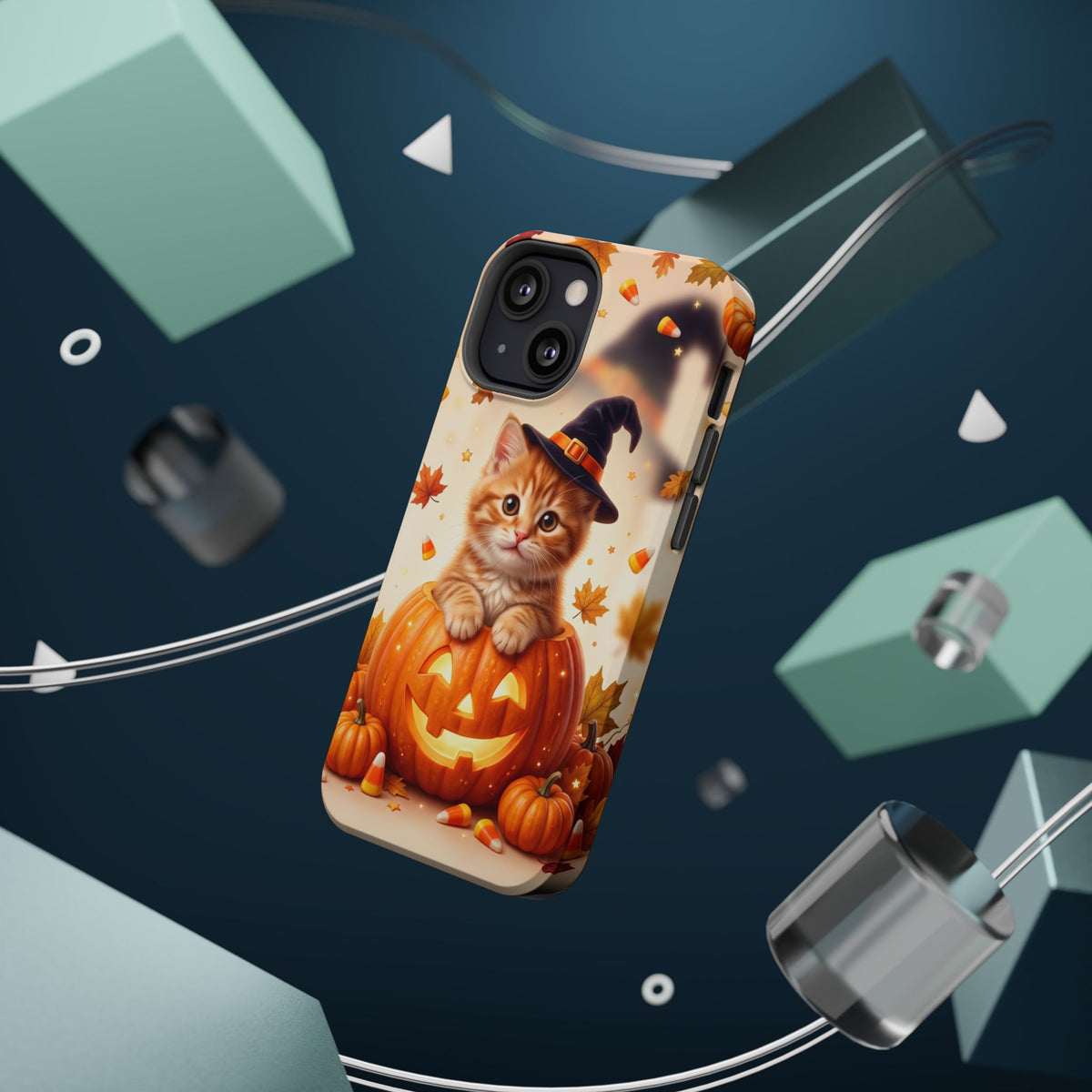 Halloween Kitten Pumpkin Phone Case — Magnetic Impact-Resistant