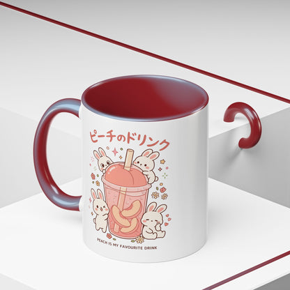 Peach Drink Bunny Mug — Cute Kawaii Coffee Tea Cup (11/15oz)
