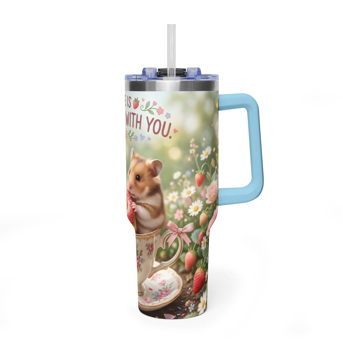 Life Is Sweeter With You Hamster Floral 40oz Thermal Tumbler
