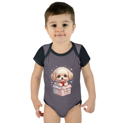Baby Bodysuit — Cute Puppy in Gift Box Infant Onesie