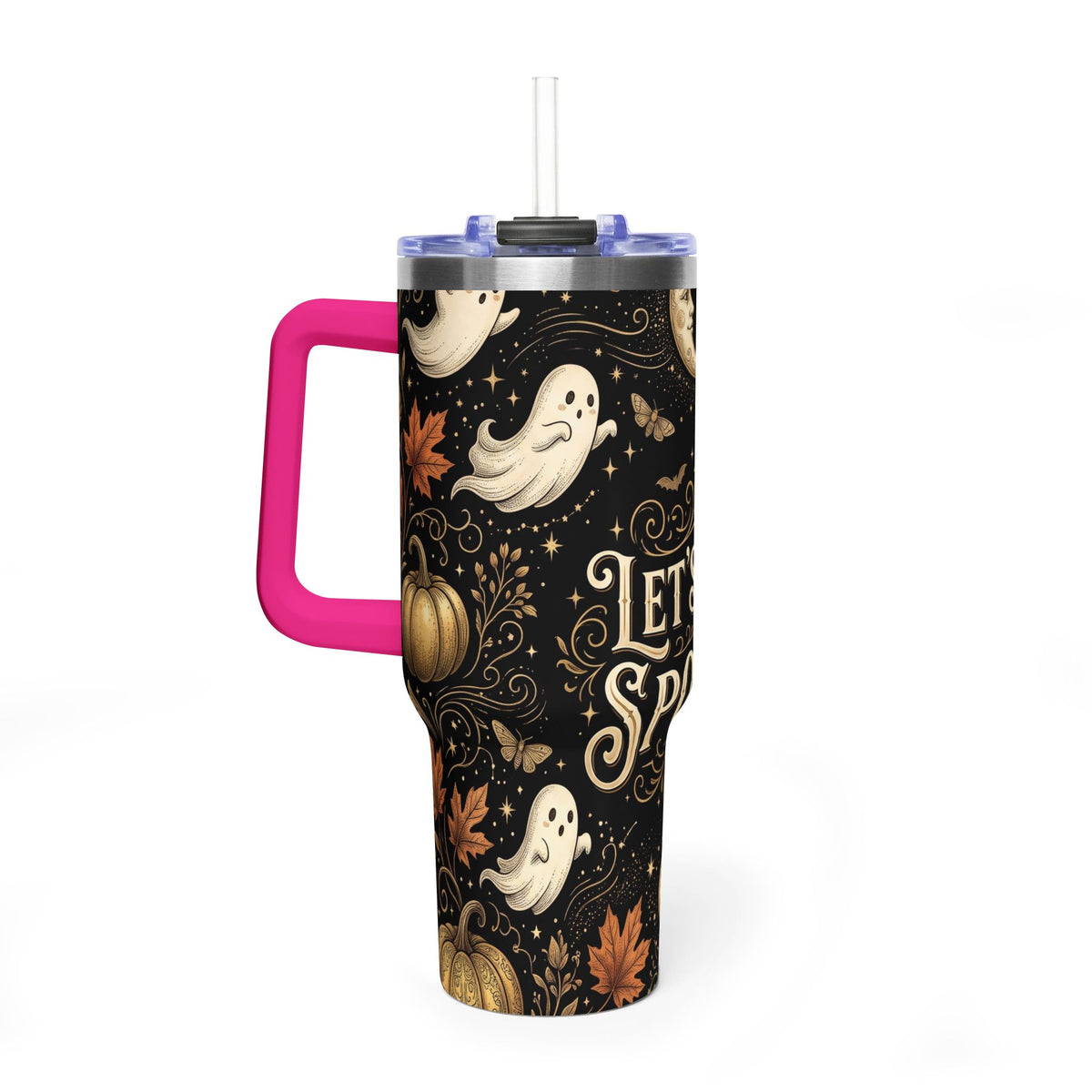 Let’s Get Spooky Halloween Ghosts & Pumpkins 40oz Thermal Tumbler