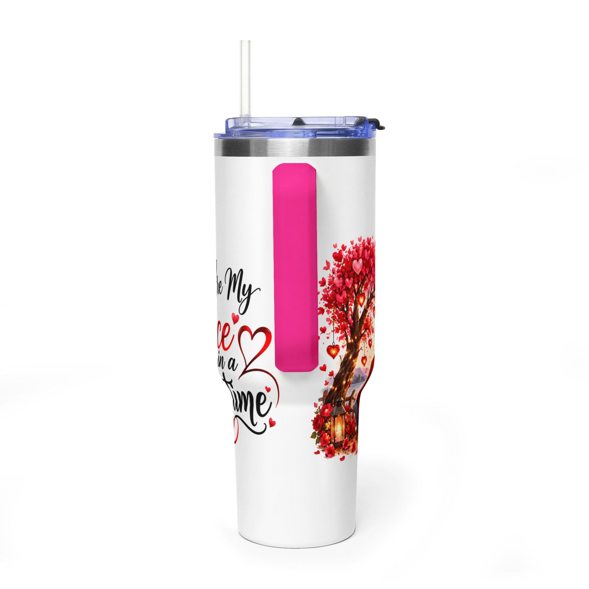40oz Love-Themed Thermal Tumbler with Handle