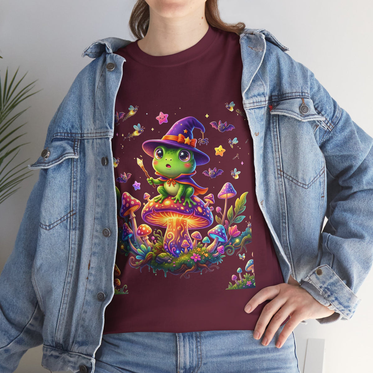 Cute Witch Frog T‑Shirt — Magical Mushroom Halloween Tee