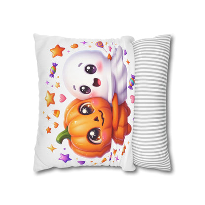 Cute Halloween Pumpkin & Ghost Pillowcase — Spooky Kawaii Decor