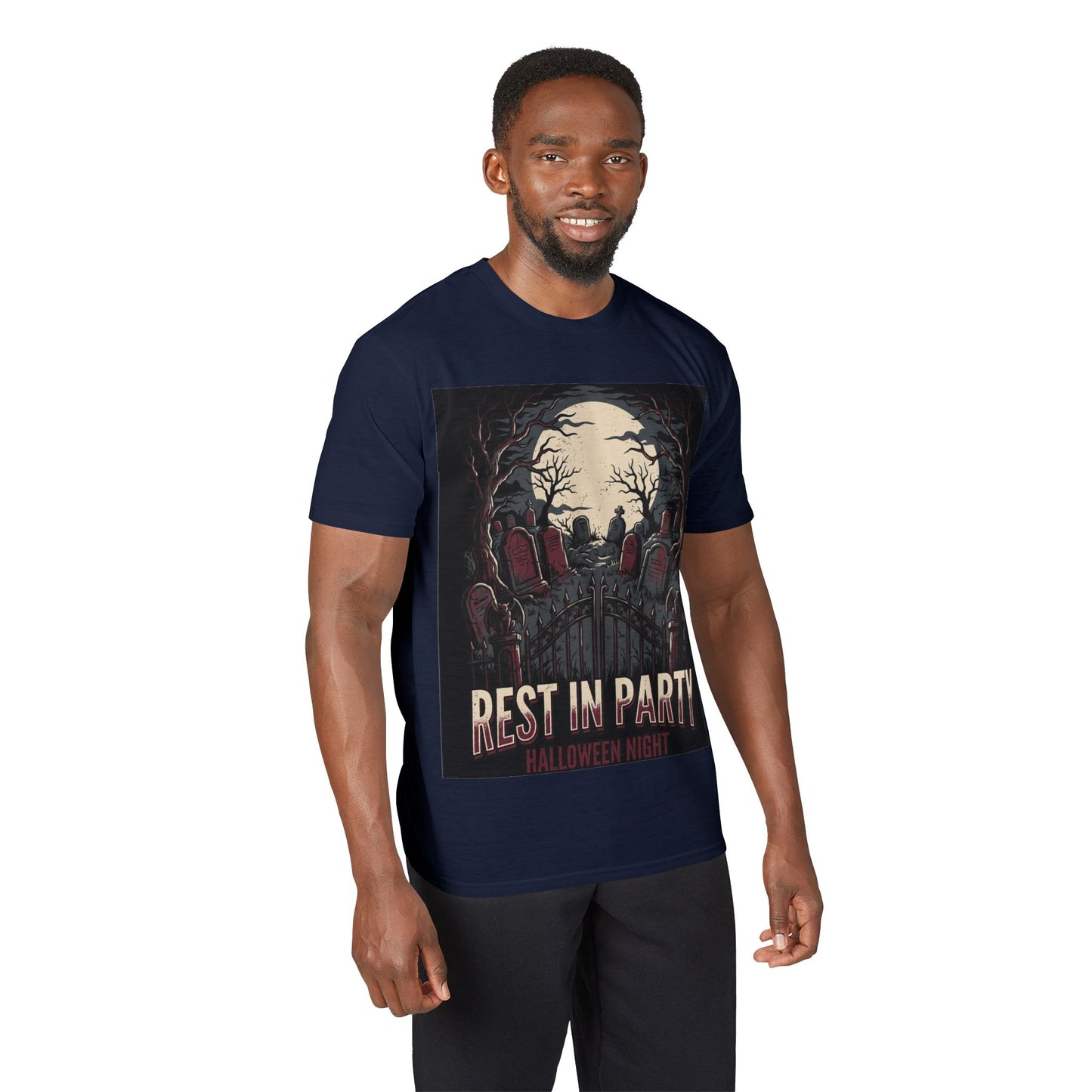 Rest in Party Halloween T-Shirt — Graveyard Skeletons Moonlight Tee