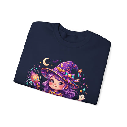 Cute Halloween Witch Sweatshirt — Kawaii Pumpkin Magic Crewneck