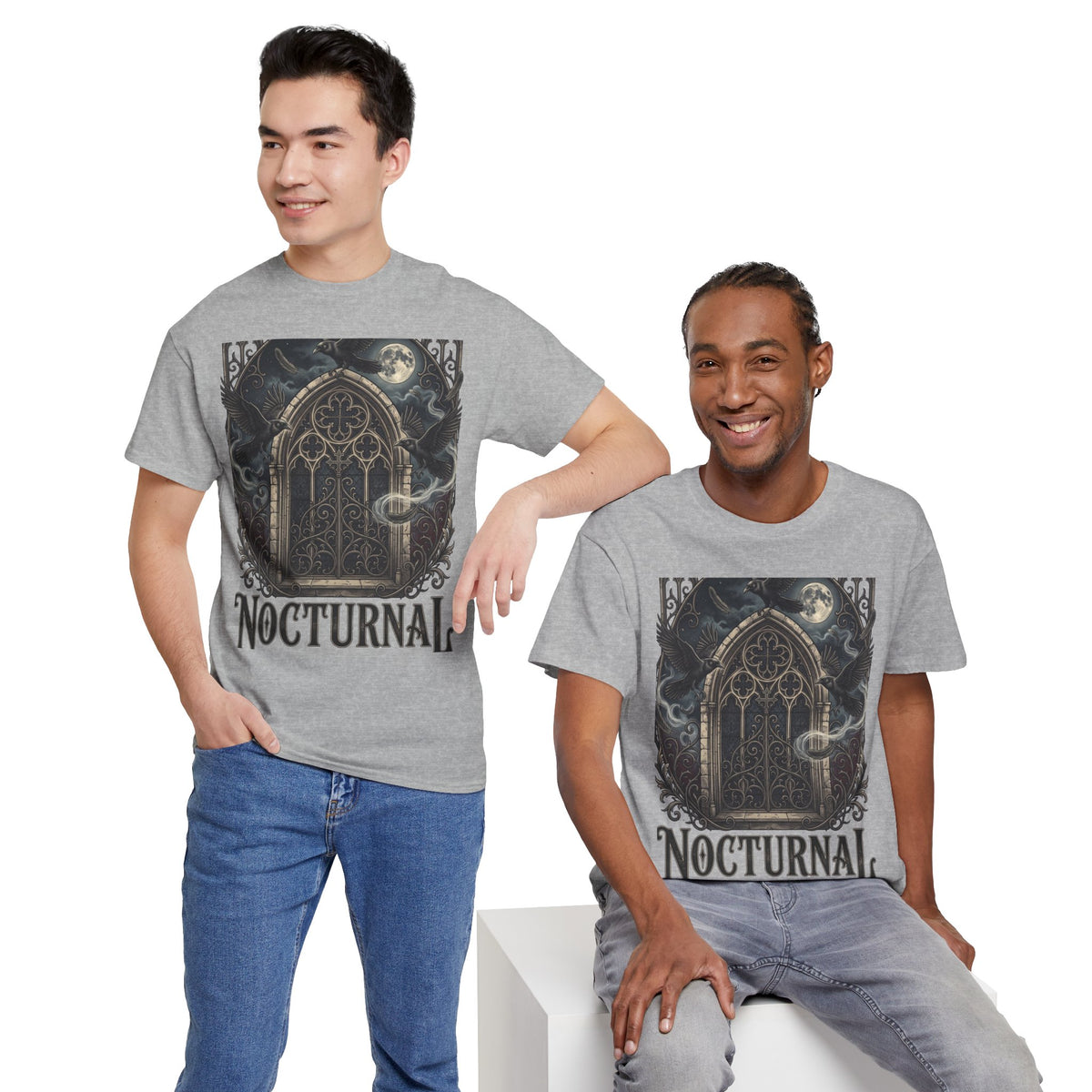 Nocturnal Gothic Tee — Moonlit Cathedral Night Owl Graphic T-Shirt