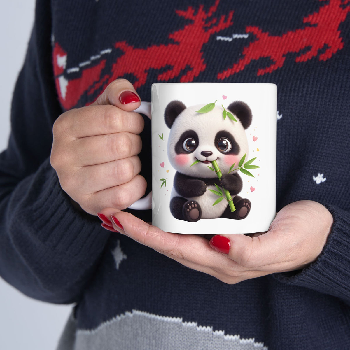 Cute Panda Ceramic Mug - Kawaii Bamboo Lover Coffee Cup (11oz & 15oz)