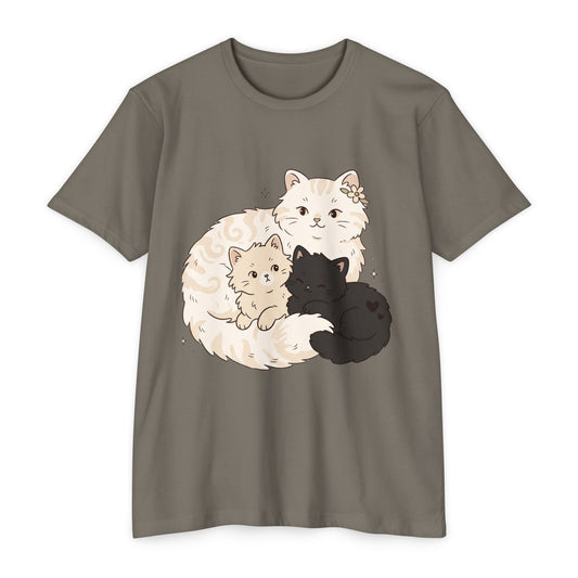 Cat Family Graphic Tee — Cute Mama Cat with Kittens T-Shirt