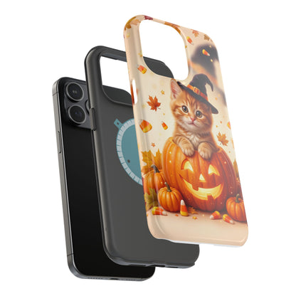 Halloween Kitten Pumpkin Phone Case — Magnetic Impact-Resistant