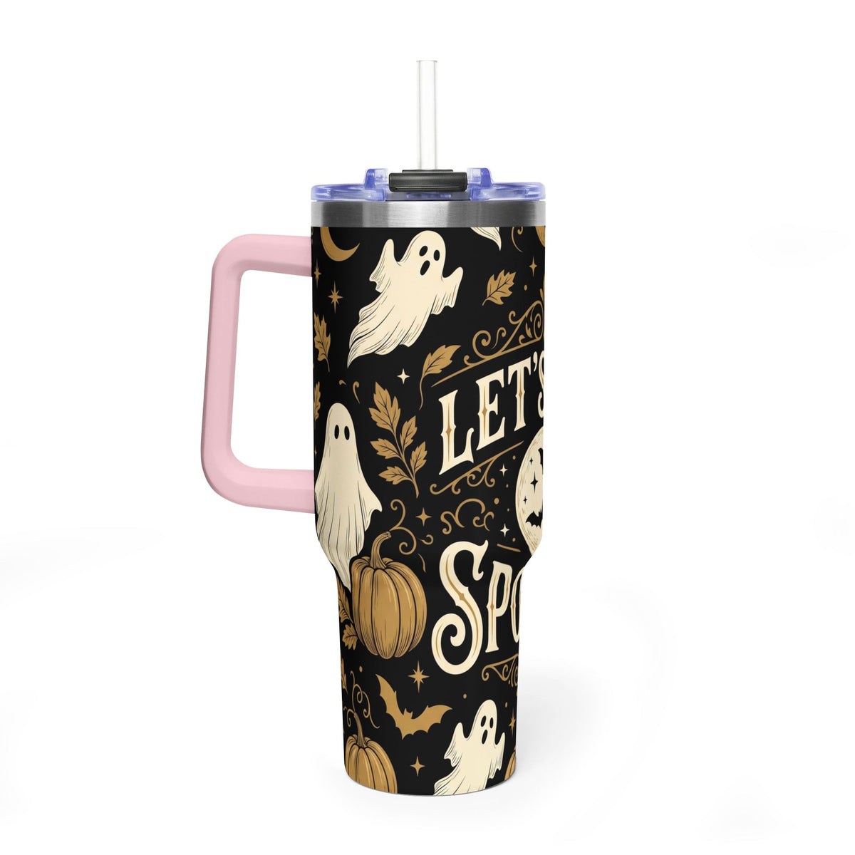Let’s Get Spooky Halloween Ghosts & Pumpkins 40oz Thermal Tumbler