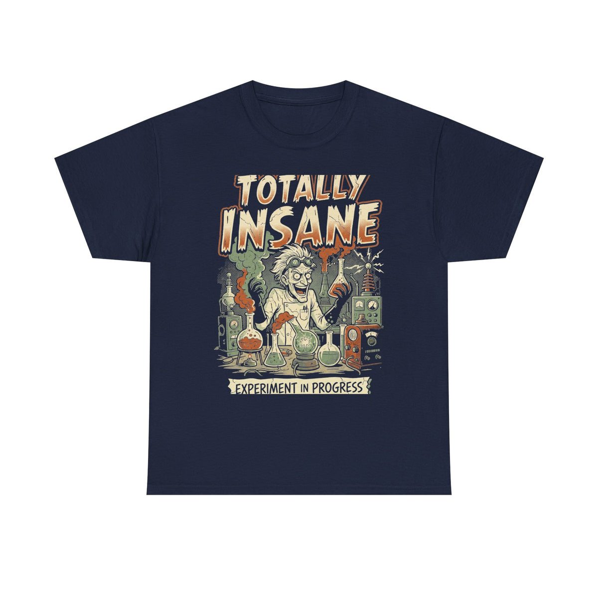 Totally Insane Graphic Tee — Retro Mad Scientist Horror Shirt